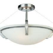 Kendal FFP07POB-04PNWH - Four Light Polished Nickel White Glass Bowl Semi-Flush Mount