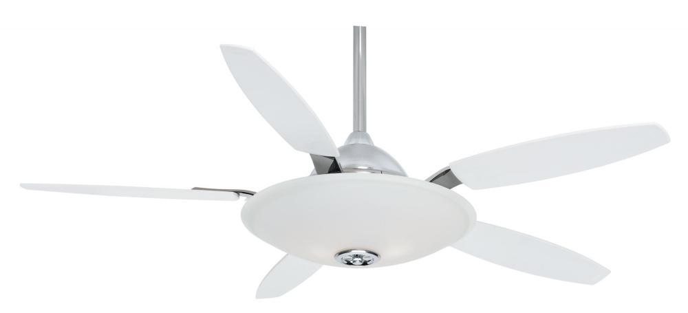 Two Light Chrome Glass: Frosted White Ceiling Fan