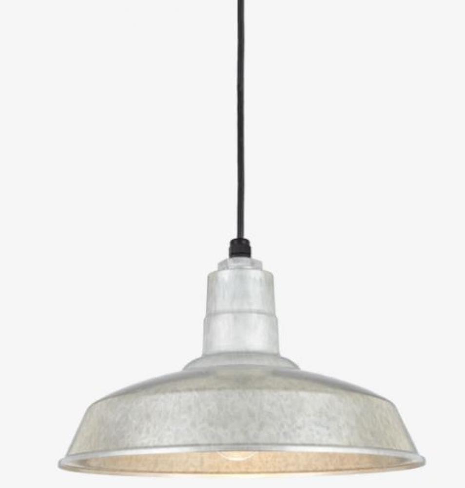 14" Warehouse Shade with 8' Cord Pendant - Galvanized