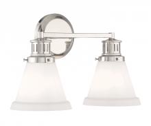 Norwell 2402-PN-MO - Alden Bath Light - Polished Nickel, Matte Opal