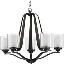 Progress P400095-143 - Kene Collection Five-Light Graphite Clear Glass Craftsman Chandelier Light