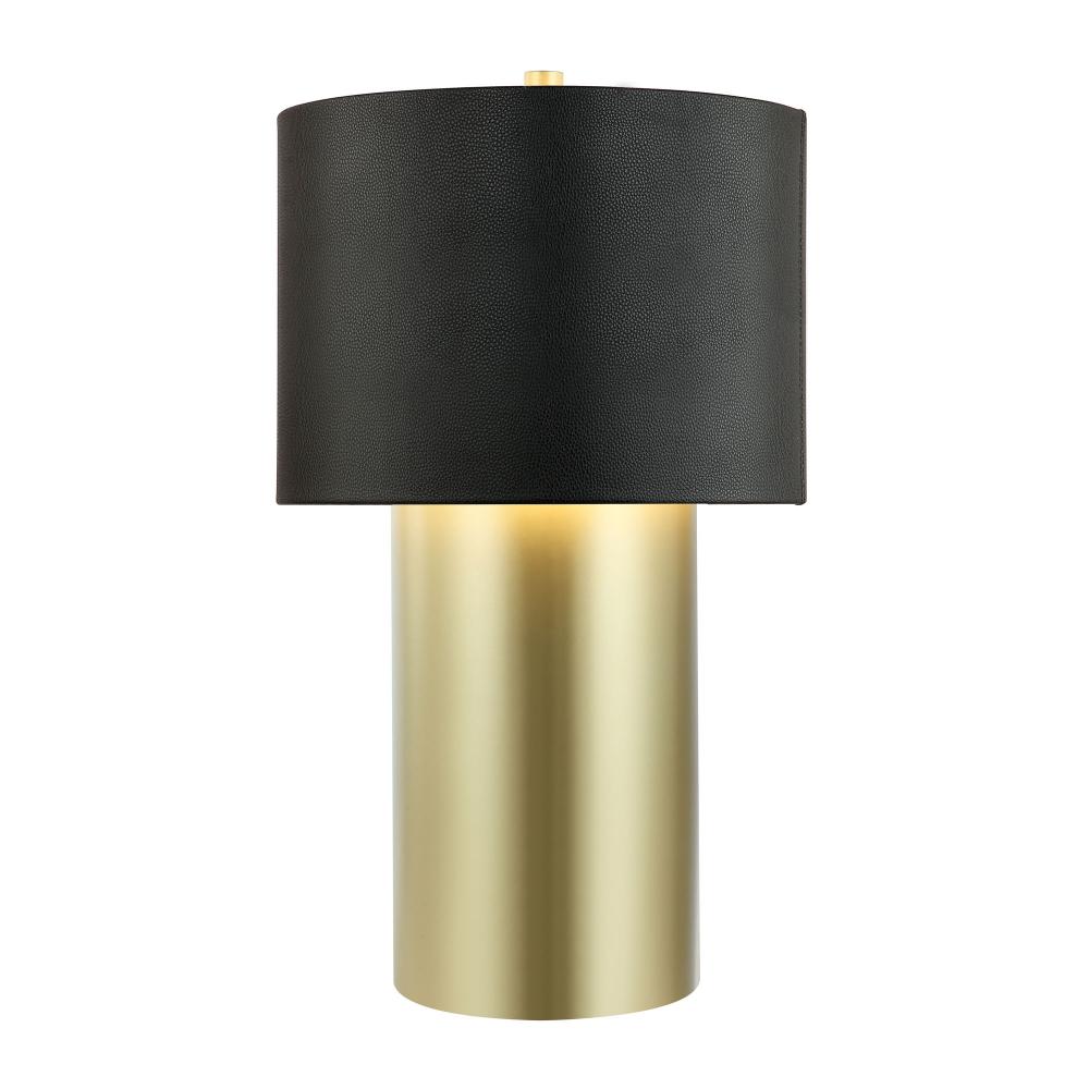 Secret Agent 1-Lt Table Lamp - Painted Gold/Black Leather