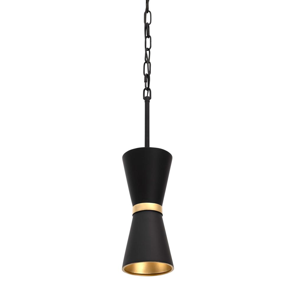 Mad Hatter 1-Lt   Mini Pendant - Matte Black/French Gold