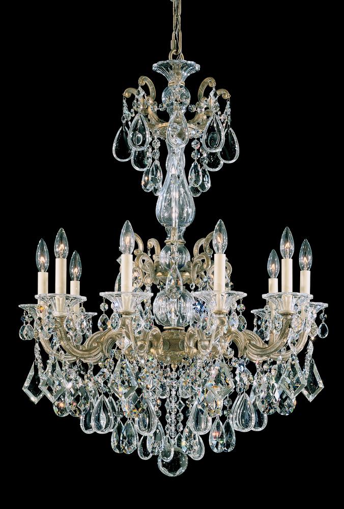 La Scala 10 Light 120V Chandelier in Antique Silver with Clear Heritage Handcut Crystal