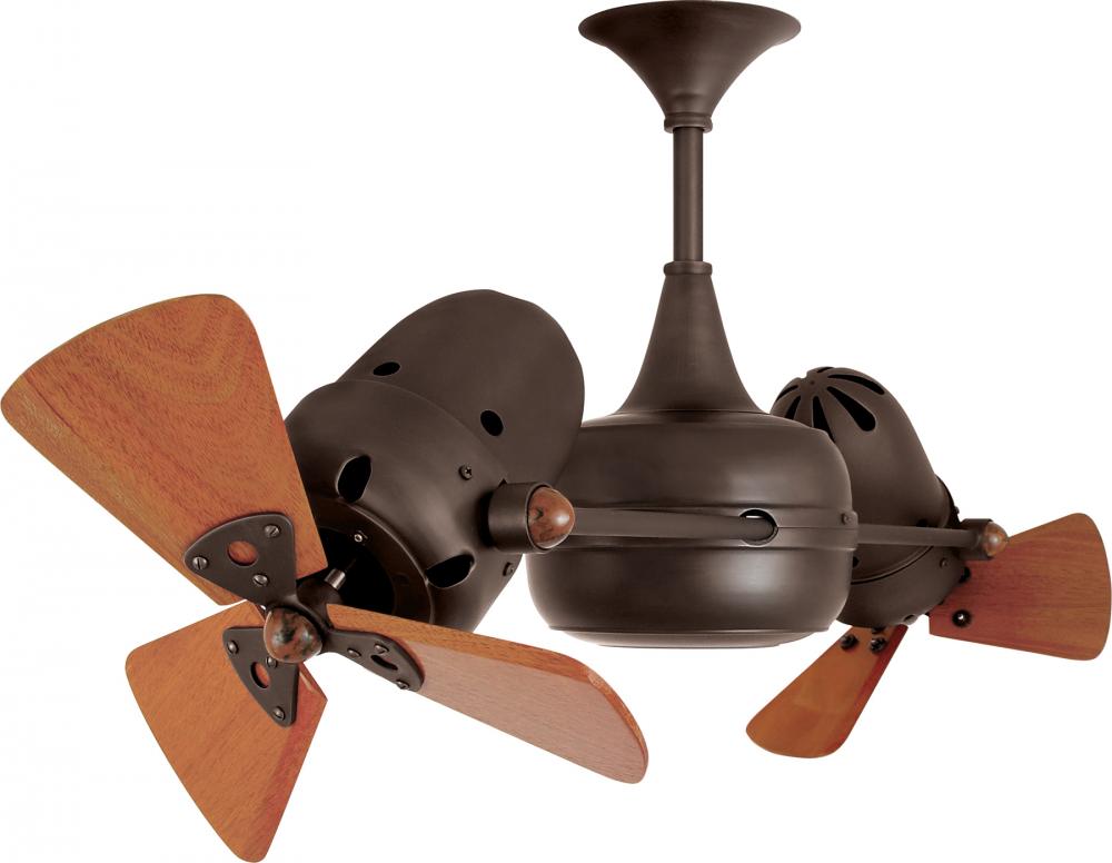 Duplo Dinamico 360” rotational dual head ceiling fan in Bronzette finish with solid sustainable