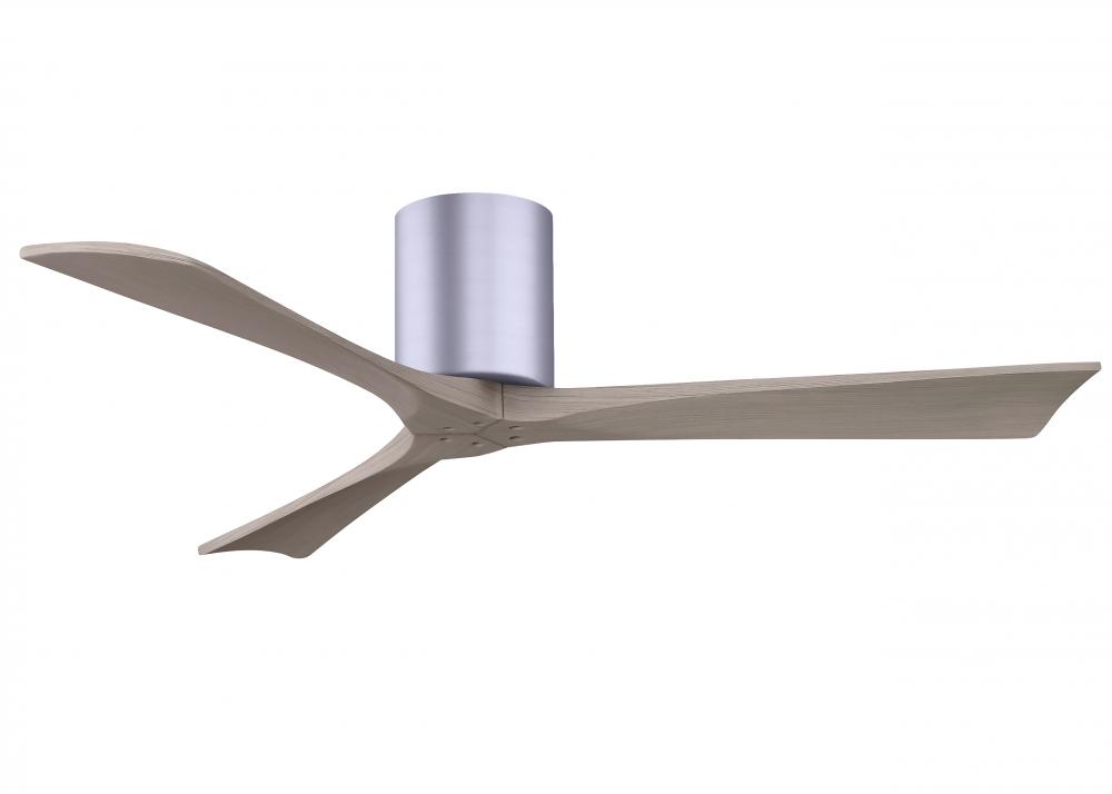 Irene-3H three-blade flush mount paddle fan in Brushed Nickel finish with 52” Gray Ash tone blad