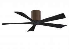 Matthews Fan Company IR5H-WN-BK-52 - Irene-5H five-blade flush mount paddle fan in Walnut finish with 52” solid matte black wood blad