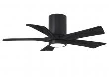 Matthews Fan Company IR5HLK-BK-BK-42 - IR5HLK five-blade flush mount paddle fan in Matte Black finish with 42” solid matte black wood b