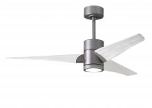 Matthews Fan Company SJ-BN-MWH-52 - Super Janet three-blade ceiling fan in Brushed Nickel finish with 52” solid matte white wood bla