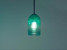 WPT Design ROSE-CYL-CLGR-BZ-47 - Rose Cylinder -Pendant - Incandescent 47" OA Drop-Clear Green