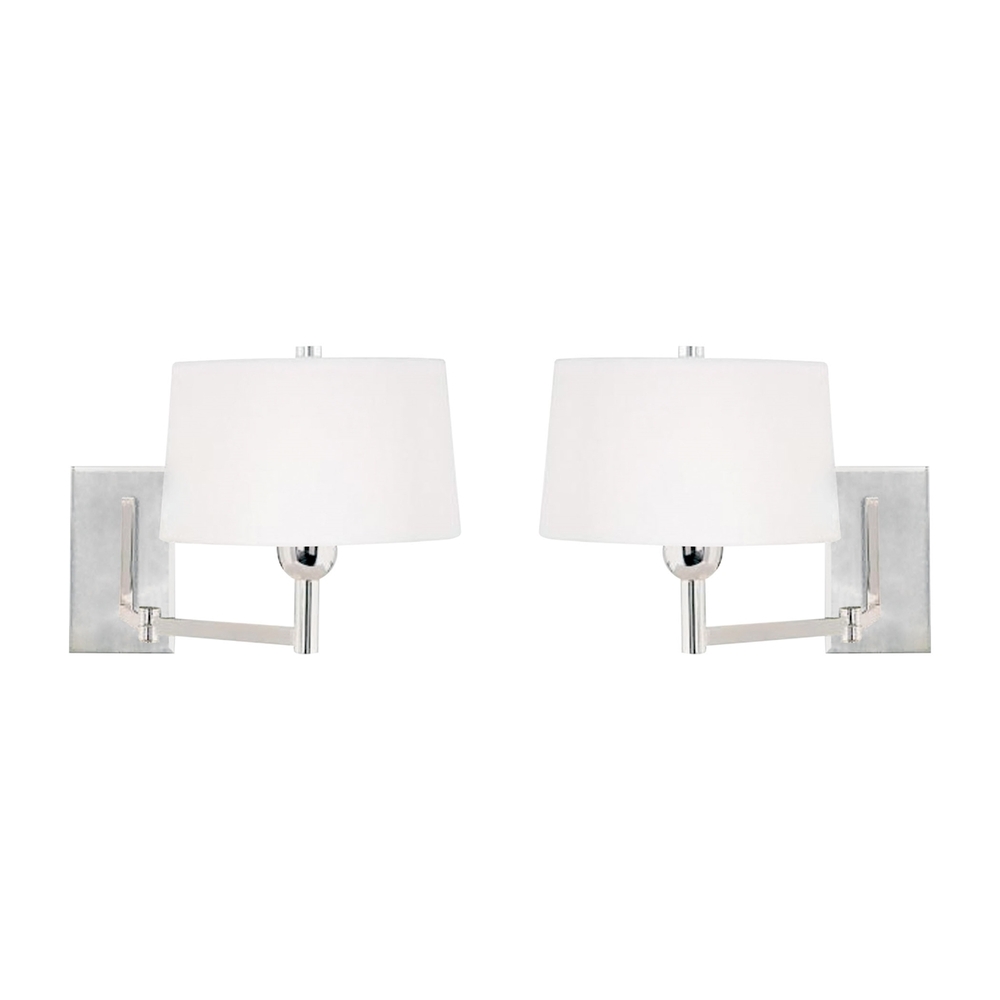 Satin Nickel 1-Light Swingarm Wall Lamps (Set of 2)