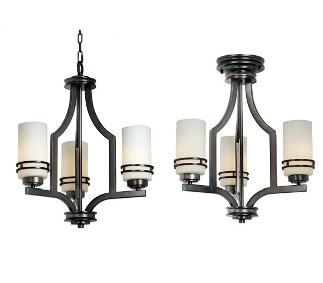 Three Light Satin Nickel Up Chandelier