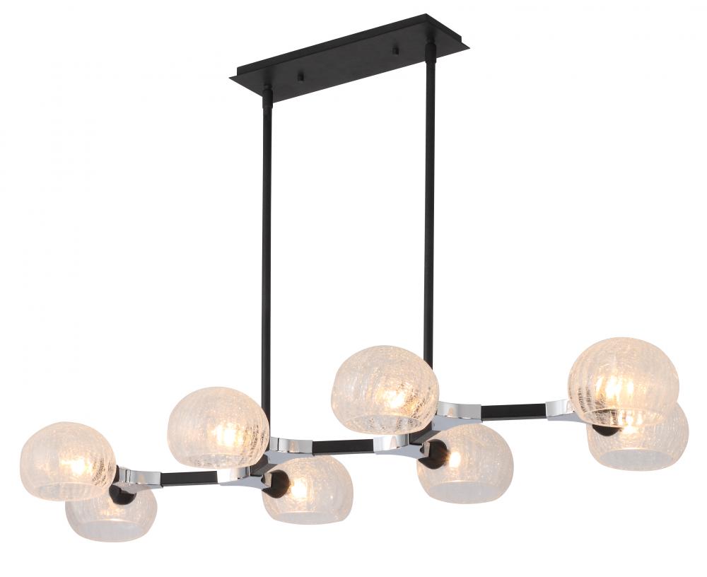 Knowles 8 Light Island Pendant - Black + Chrome