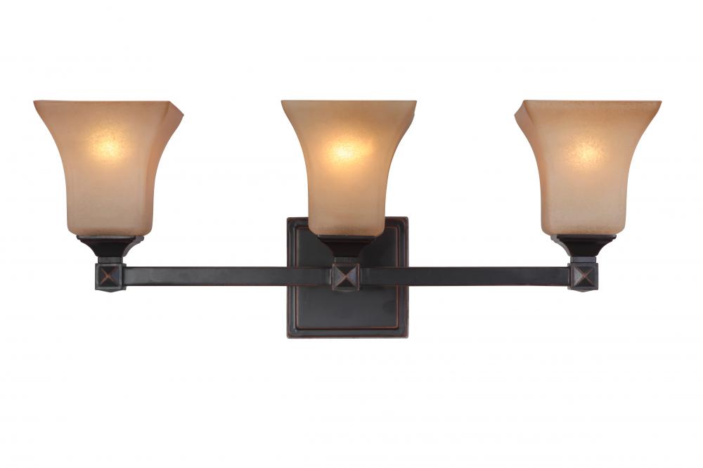 Three Light Aged Bronze Bathroom Sconce