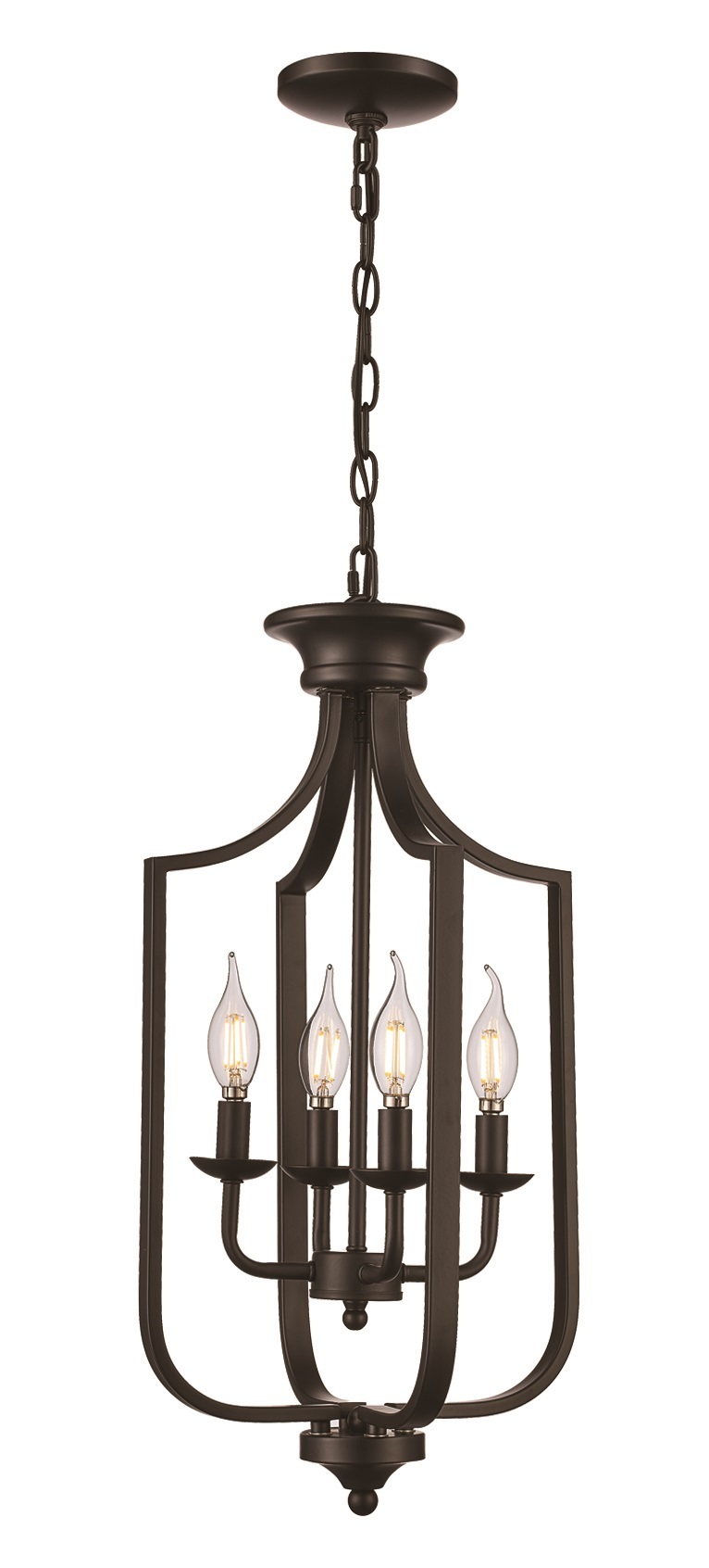 Hillcrest 22-in. High Matte Black 4-Light Cage Chandelier