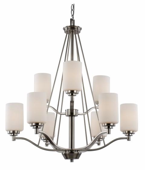 Mod Pod 9-Light Two Tier Glass Shaded Chandelier