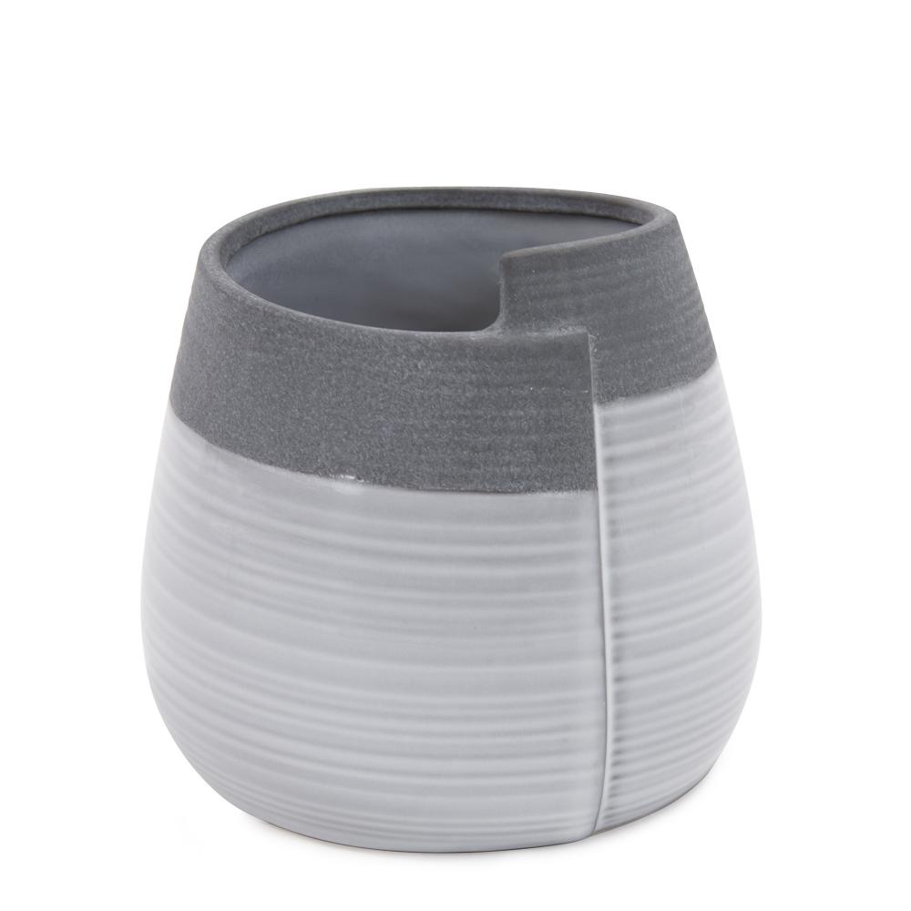 Rolled Two Tone Gray Vase, Small