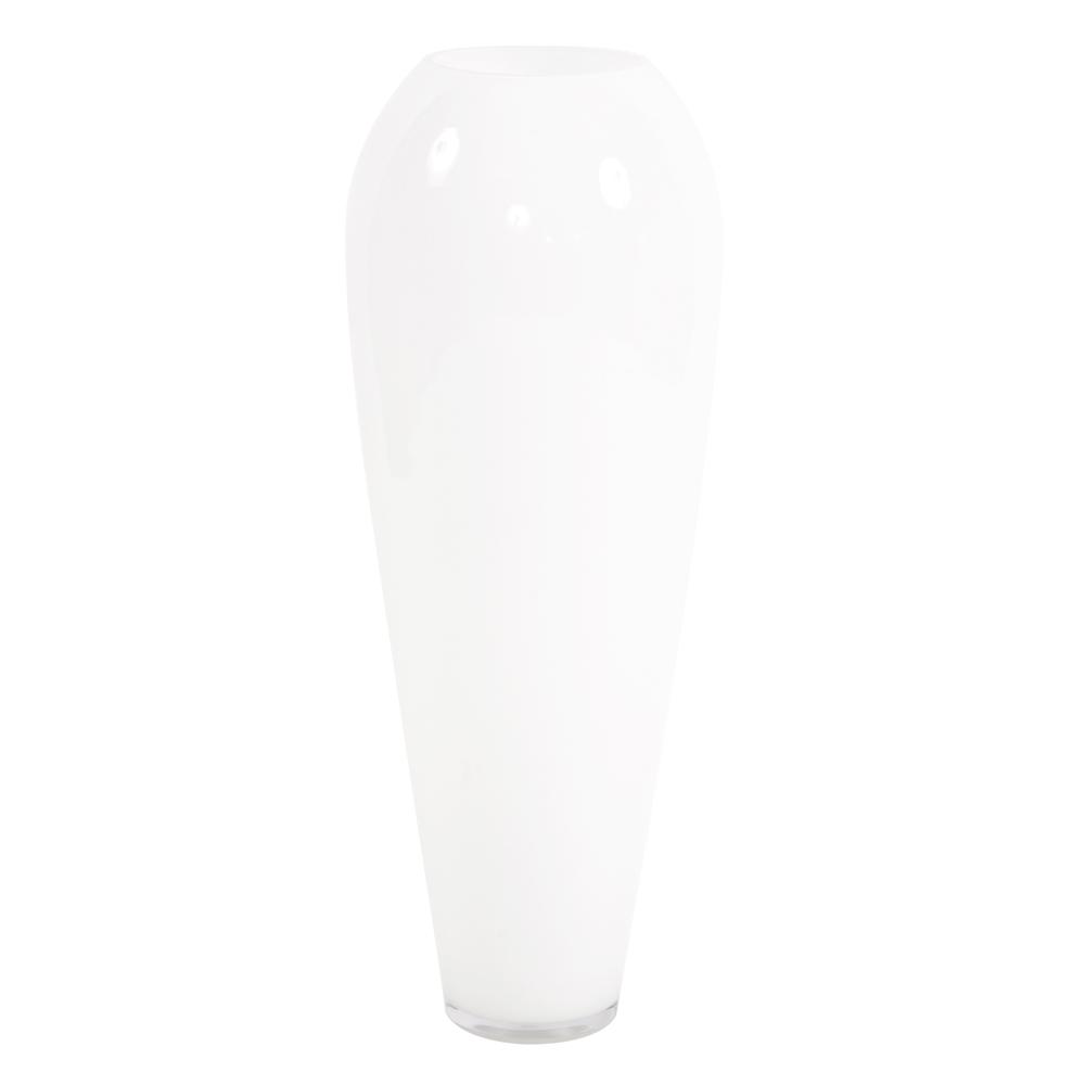 Hand Blown White Glass Oversized Vase - Small