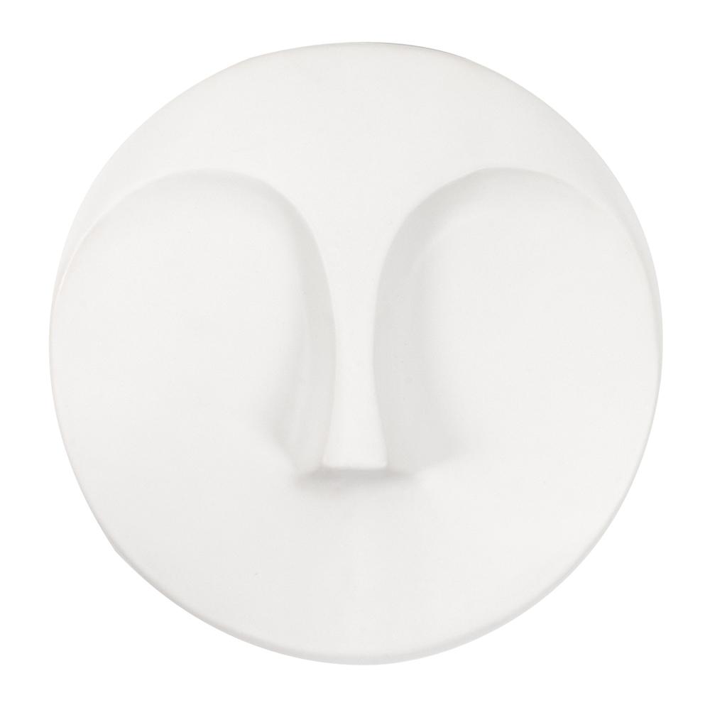 Matte White Round Face Wall Sculpture