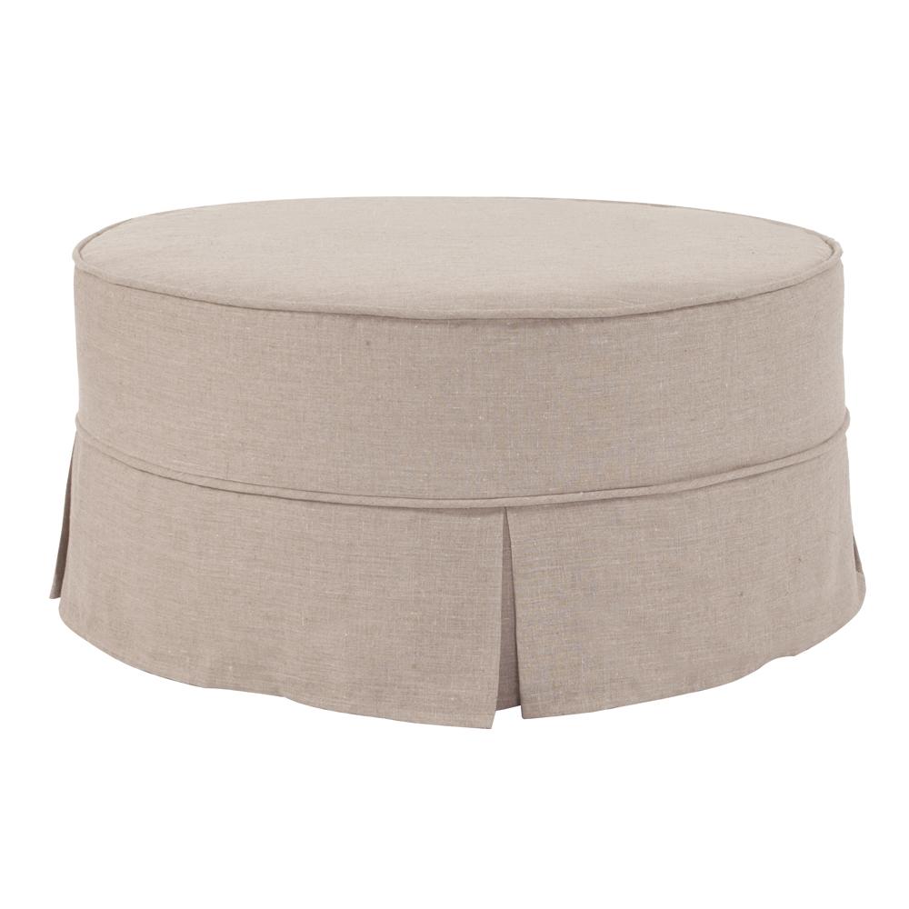 Universal 36" Cover Round Linen Slub Natural - Skirted (Cover Only)