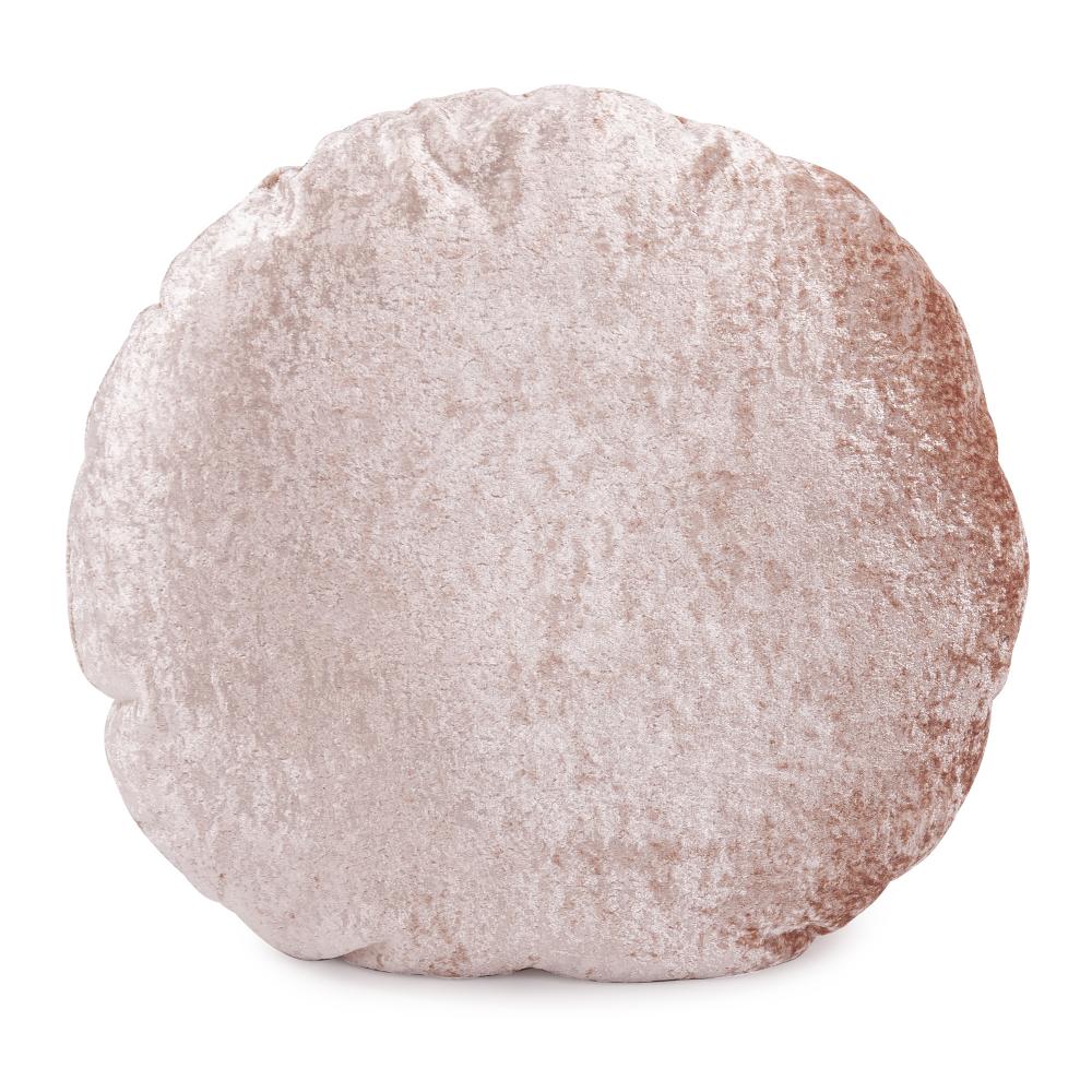 18" Round Pillow Amaron Rose Dust Crushed Velvet