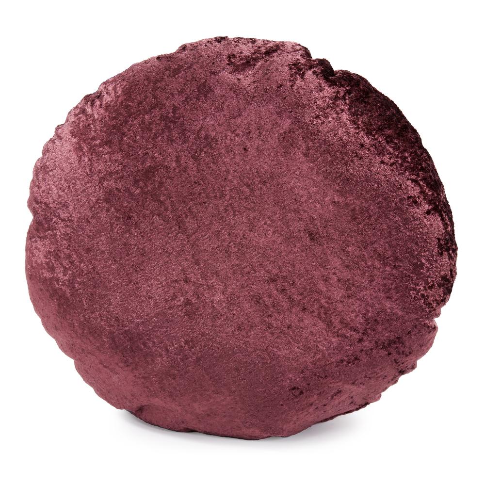 18" Round Pillow Amaron Raisin Crushed Velvet