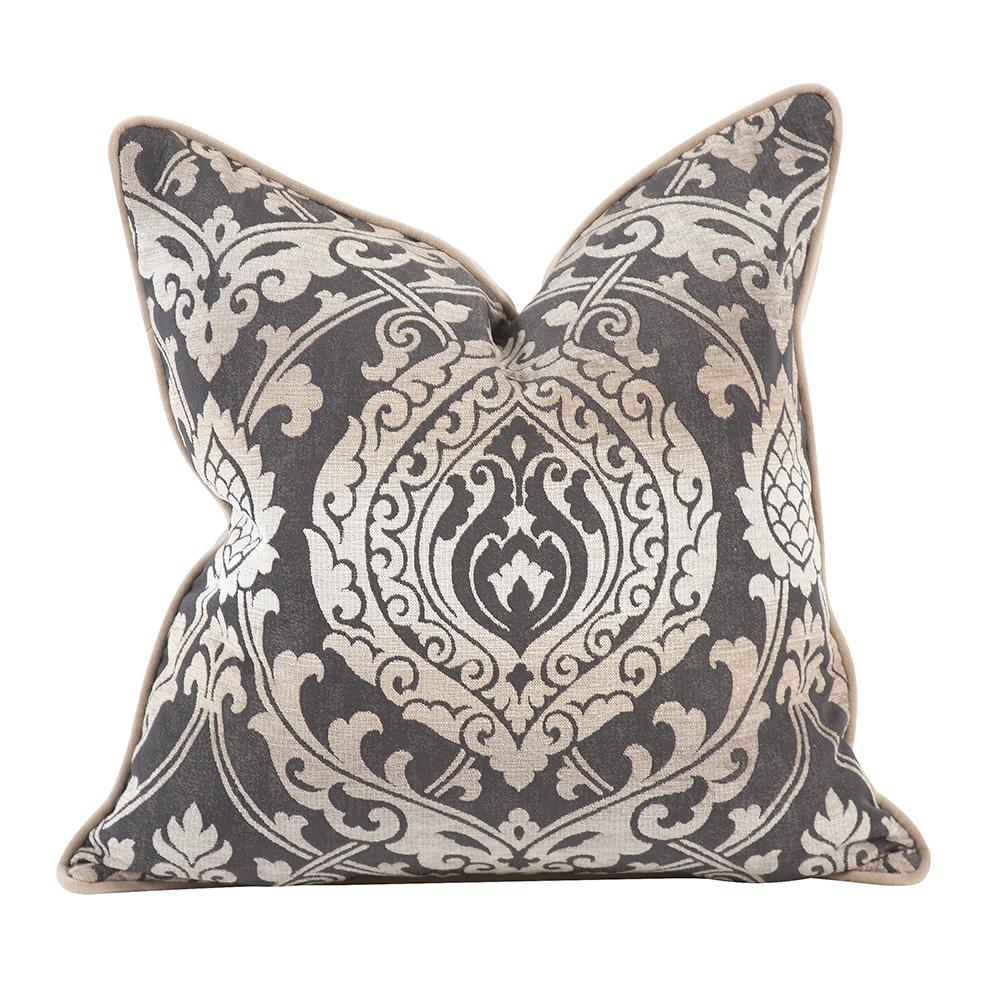 20" x 20" Pillow Damask Pewter - Down Insert