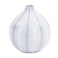 Howard Elliott 42043 - Blue and White Chevron Ceramic Globe Vase Small