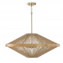 Capital Canada 352842MA - 4-Light Pendant in Matte Brass with Mango Wood and Handwrapped Natural Jute Rope String