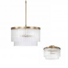 Capital Canada 356231AD - 3-Light Dual Mount Pendant in Aged Brass with Clear Beveled Fluted Glass