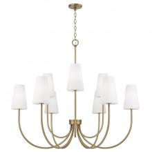 Capital Canada 455291AD-550 - 9-Light Two-Tier Chandelier in Aged Brass with Tapered Soft White Glass