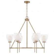 Capital Canada 455961AD - 6-Light Ring Chandelier in Aged Brass with Layered White and Clear Glass