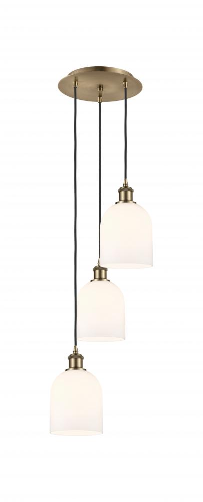 Bella - 3 Light - 12 inch - Antique Brass - Cord hung - Multi Pendant