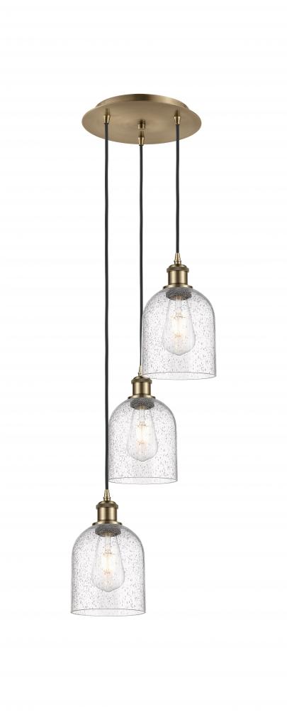 Bella - 3 Light - 12 inch - Antique Brass - Cord hung - Multi Pendant