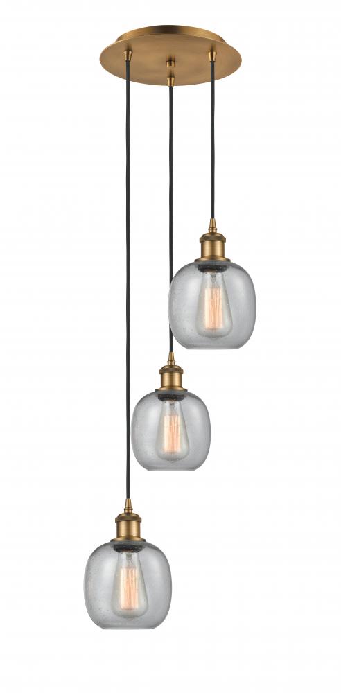 Belfast - 3 Light - 13 inch - Brushed Brass - Cord Hung - Multi Pendant