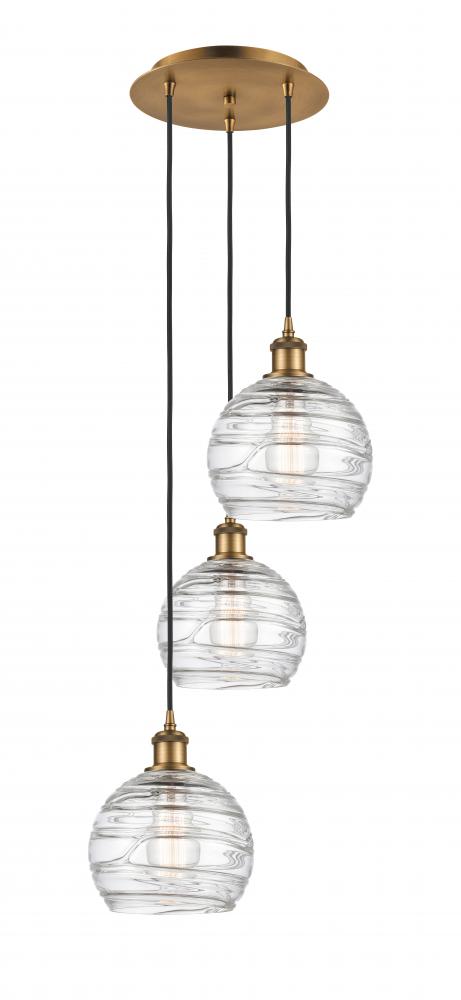 Athens Deco Swirl - 3 Light - 15 inch - Brushed Brass - Cord hung - Multi Pendant