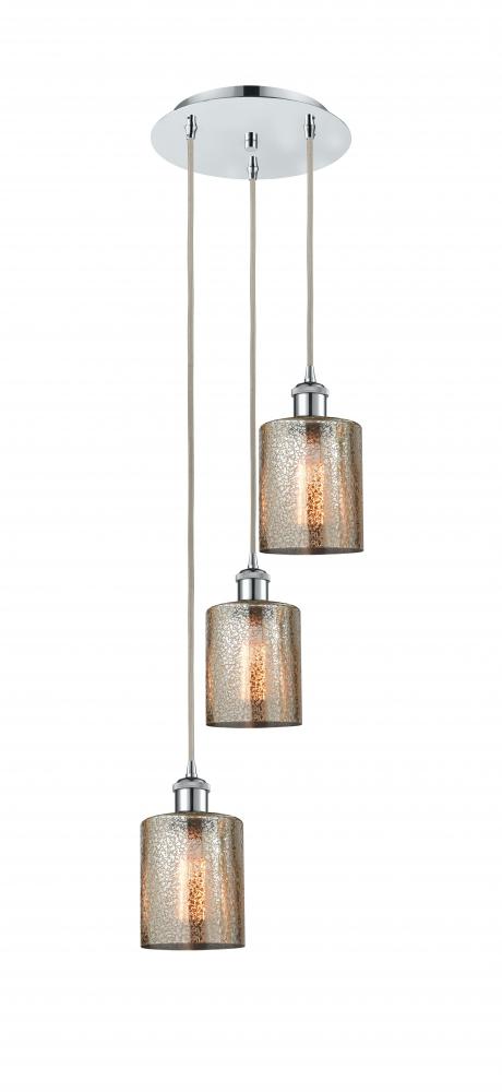 Cobbleskill - 3 Light - 12 inch - Polished Chrome - Cord Hung - Multi Pendant