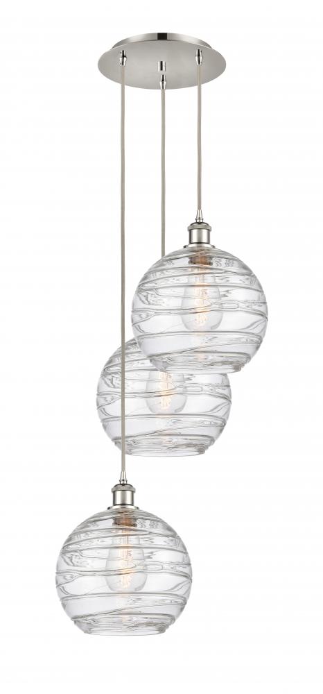 Athens Deco Swirl - 3 Light - 17 inch - Polished Nickel - Cord hung - Multi Pendant