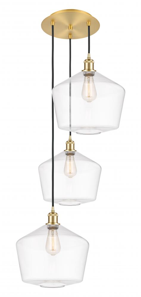 Cindyrella - 3 Light - 19 inch - Satin Gold - Cord Hung - Multi Pendant