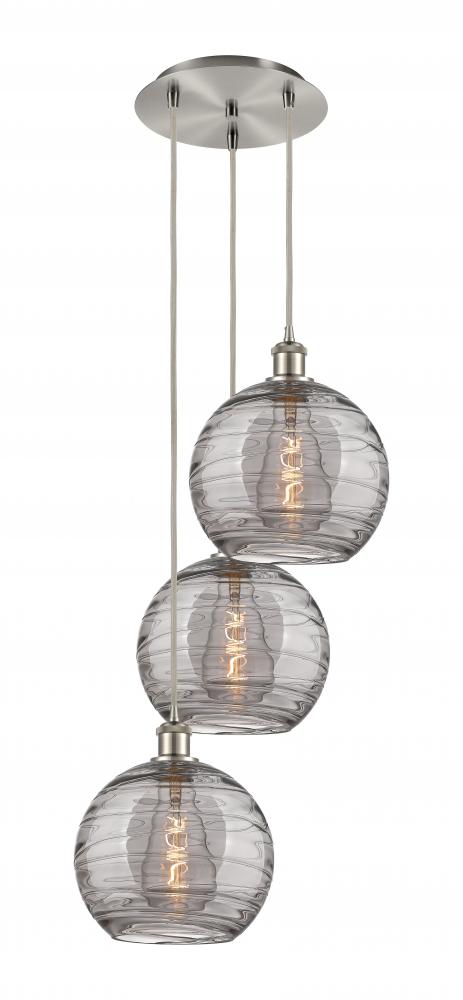 Athens Deco Swirl - 3 Light - 17 inch - Brushed Satin Nickel - Cord hung - Multi Pendant