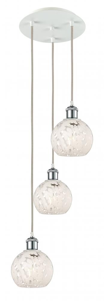 White Mouchette - 3 Light - 13 inch - White Polished Chrome - Cord Hung - Multi Pendant