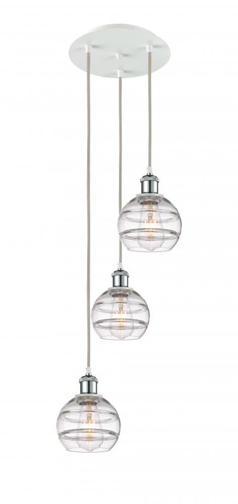 Rochester - 3 Light - 12 inch - White Polished Chrome - Cord Hung - Multi Pendant