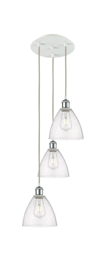 Bristol - 3 Light - 14 inch - White Polished Chrome - Cord Hung - Multi Pendant