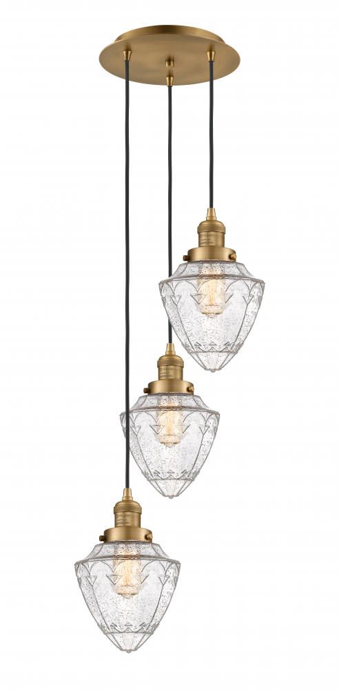 Bullet - 3 Light - 14 inch - Brushed Brass - Cord hung - Multi Pendant