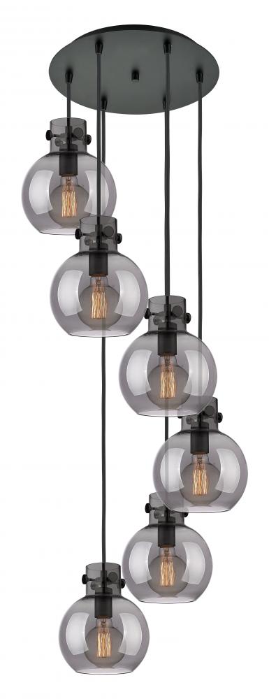 Newton Sphere - 6 Light - 19 inch - Matte Black - Cord hung - Multi Pendant