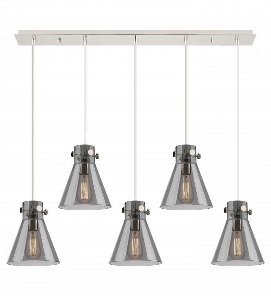 Newton Cone - 5 Light - 40 inch - Polished Nickel - Linear Pendant