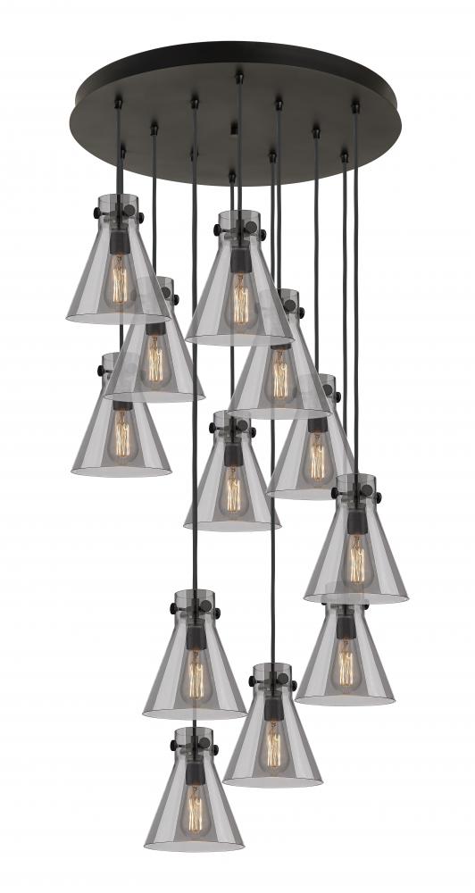 Newton Cone - 12 Light - 27 inch - Matte Black - Multi Pendant