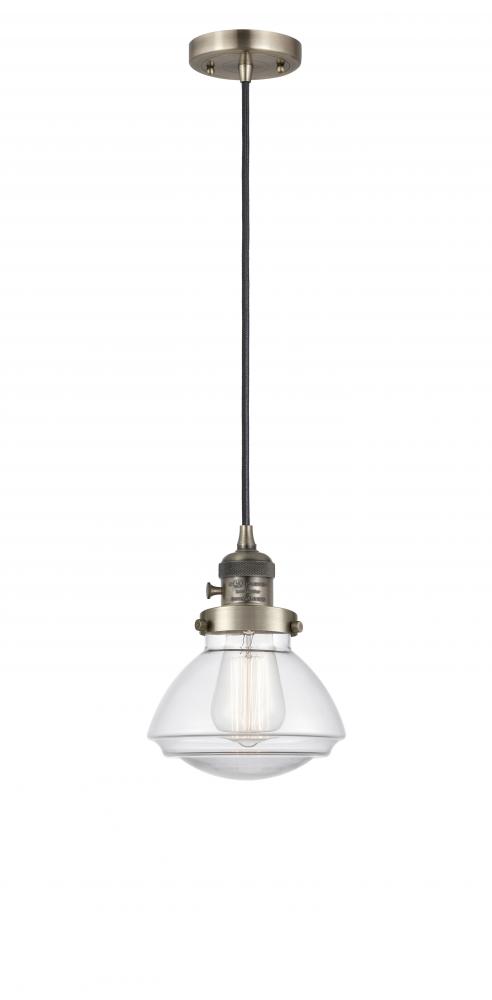 Olean - 1 Light - 7 inch - Antique Brass - Cord hung - Mini Pendant