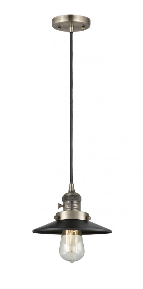 Railroad - 1 Light - 8 inch - Antique Brass - Cord hung - Mini Pendant