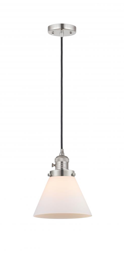 Cone - 1 Light - 8 inch - Polished Nickel - Cord hung - Mini Pendant